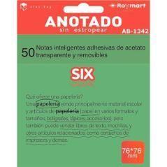 Roymart bloc notas adhesivas inteligentes removibles 50h 76x76 acetato transparente verde fluorescente