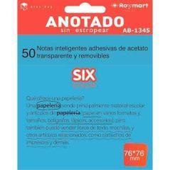 Roymart bloc notas adhesivas inteligentes removibles transparentes 50h 76x76mm acetato azul flúor