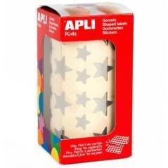 Apli gomets estrella 12,5mm y 19,5mm rollo plata