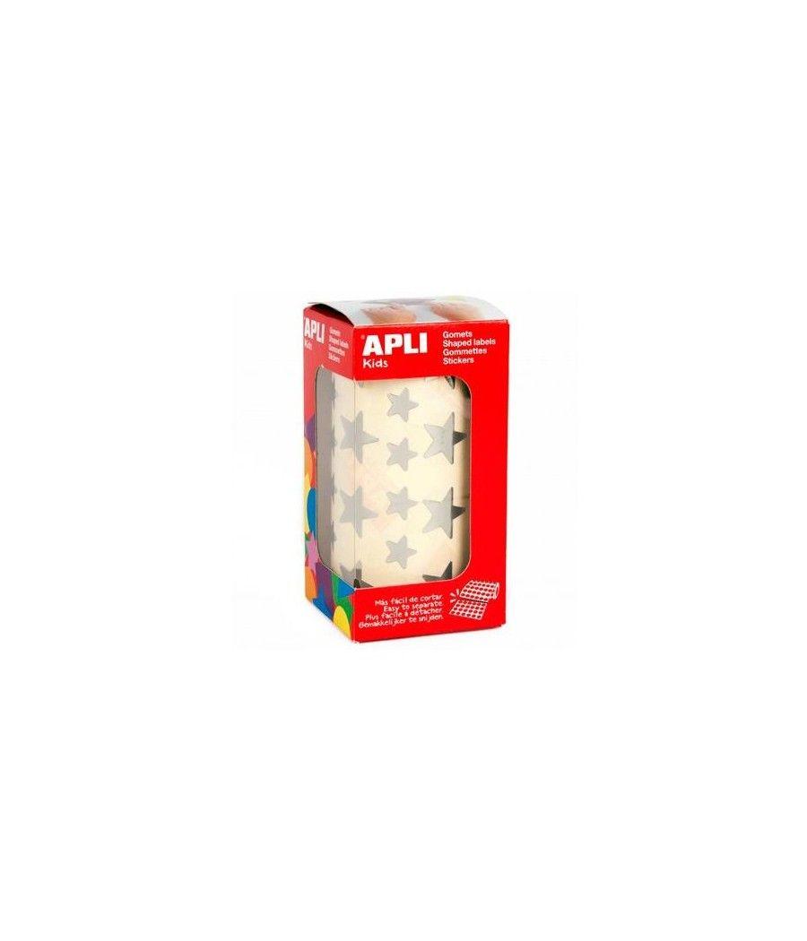 Apli gomets estrella 12,5mm y 19,5mm rollo plata