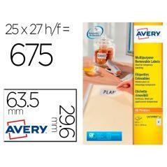 Etiqueta adhesiva avery blanca removible para impresora láser inkjet y fotocopiadora 63,5x29,6 mm