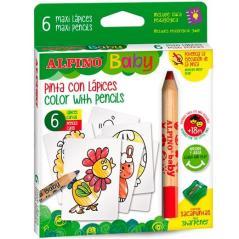 Alpino estuche 6 lápices de colores baby "la granja" para bebés con cartas para colorear c/surtidos