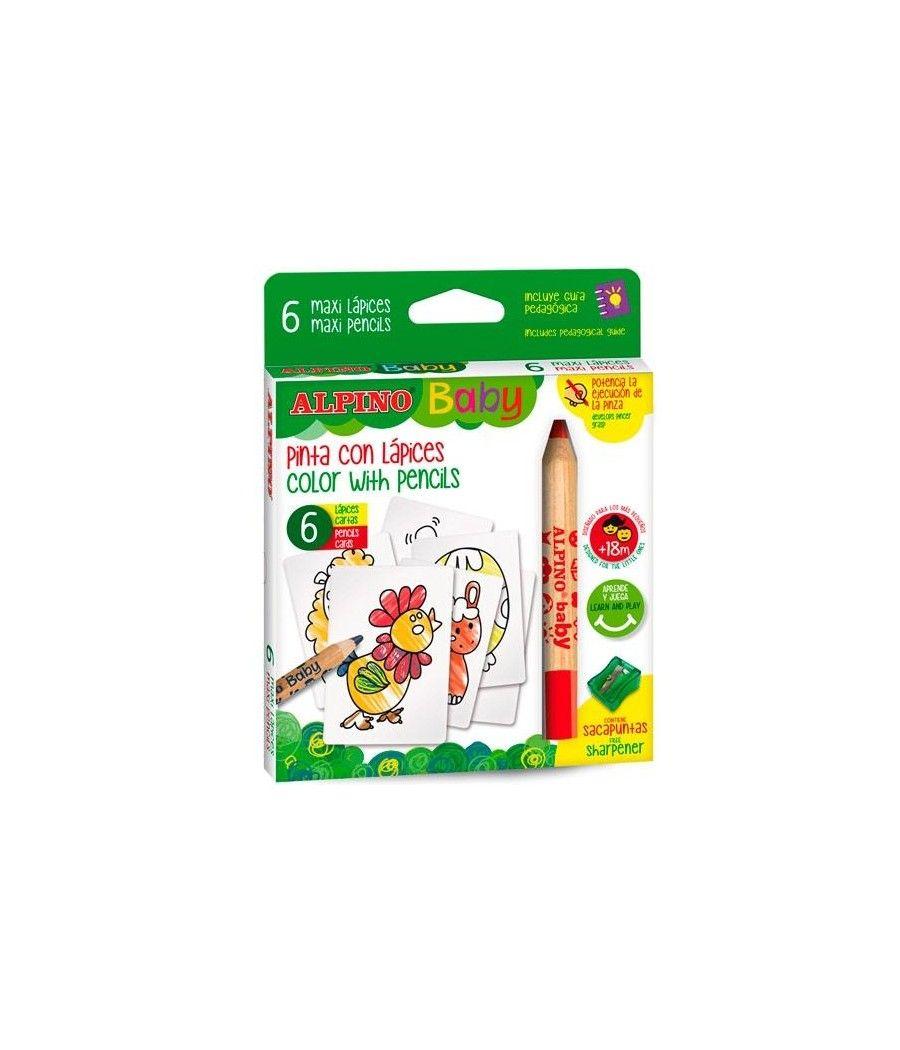 Alpino estuche 6 lápices de colores baby "la granja" para bebés con cartas para colorear c/surtidos