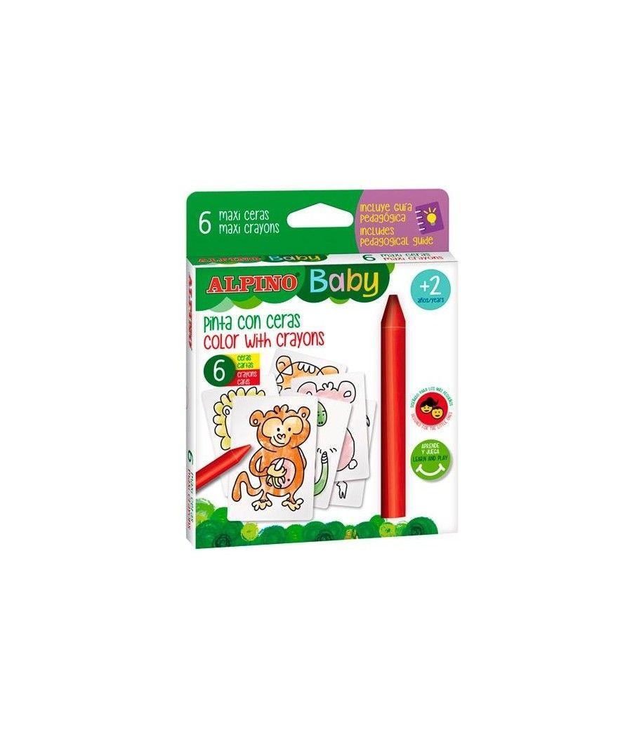 Alpino estuche 6 ceras baby "la jungla" para bebés con cartas para colorear c/surtidos