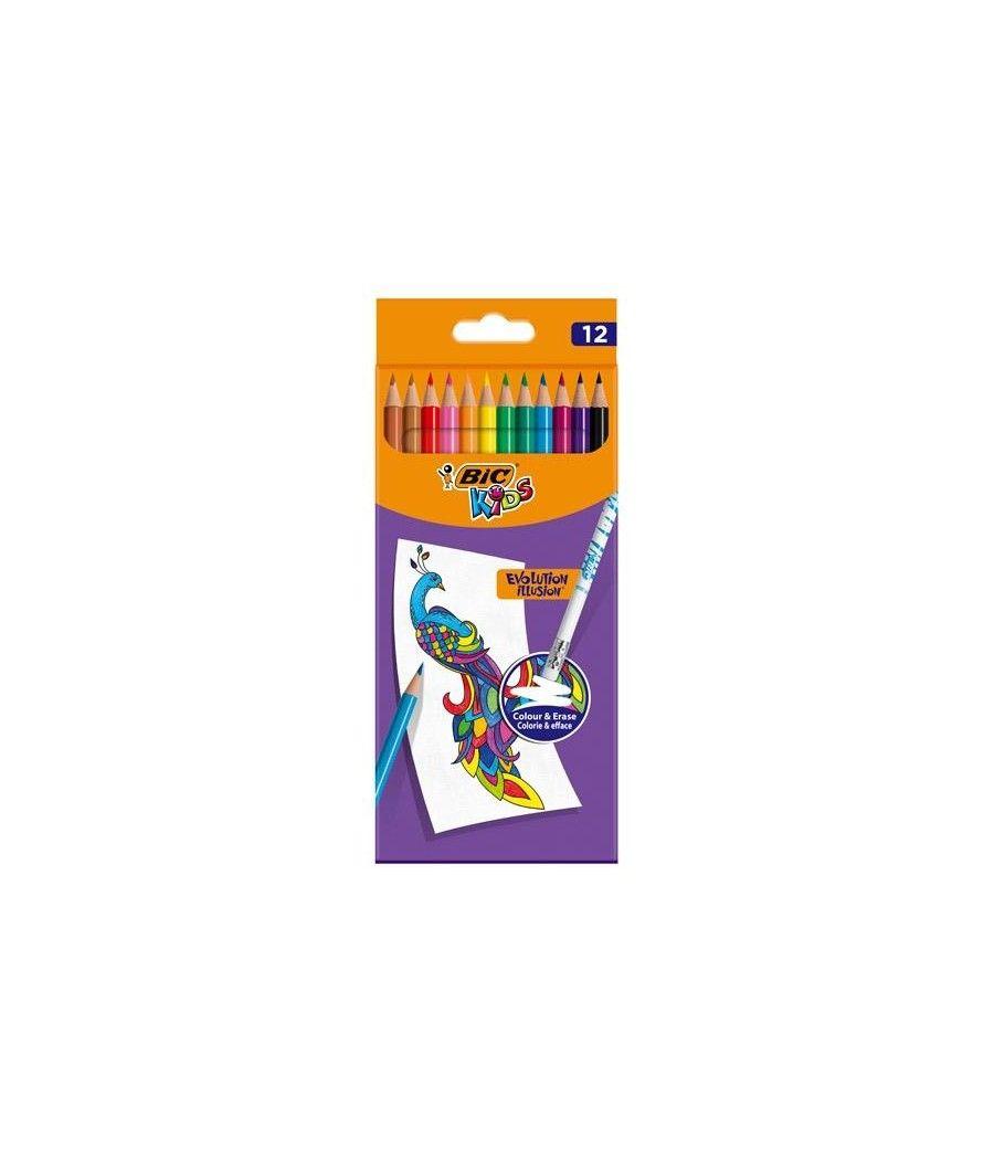 Bic lápices de colores evolution illusion borrables con goma surtidos - caja de 12 -