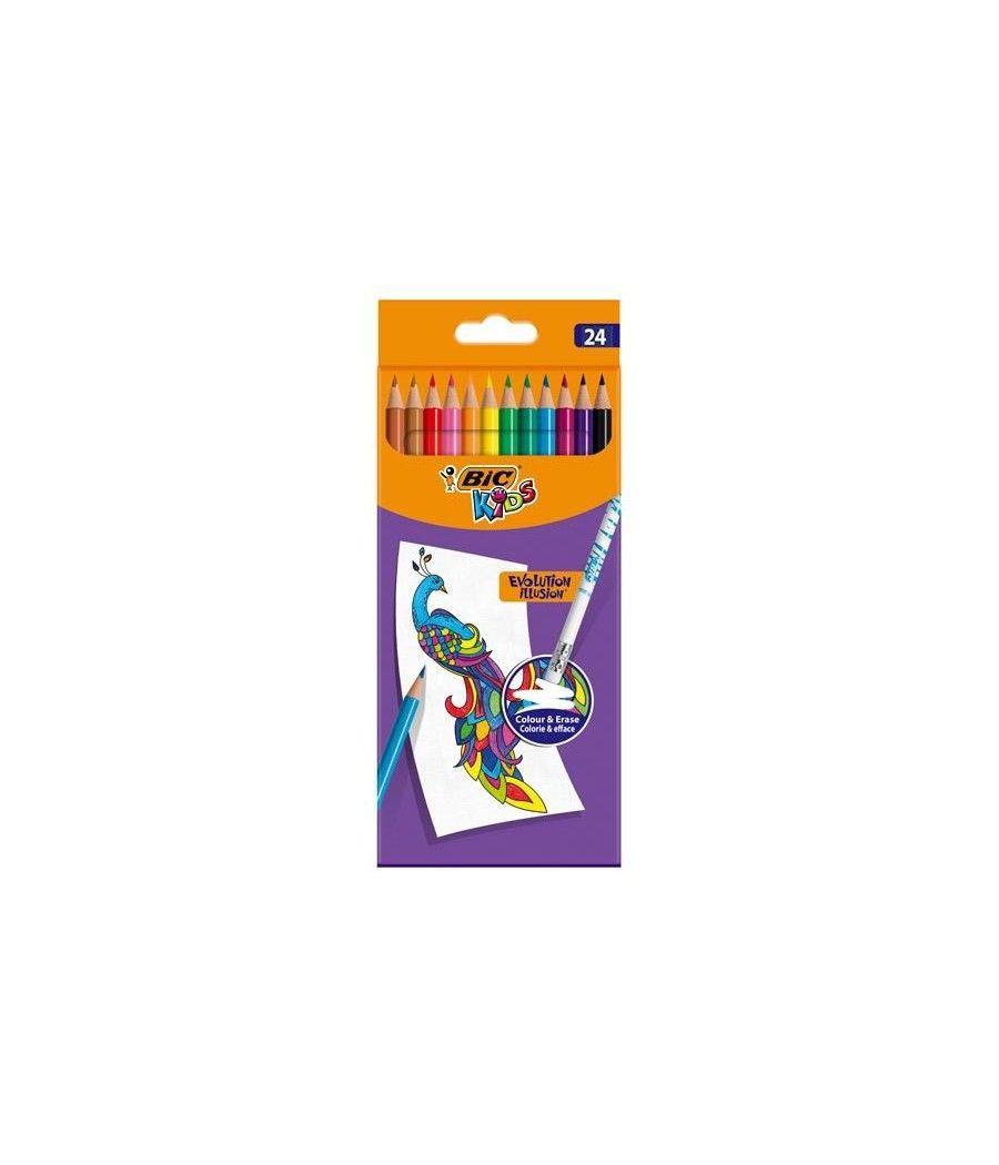 Bic lápices de colores evolution illusion borrables con goma surtidos - caja de 24 -