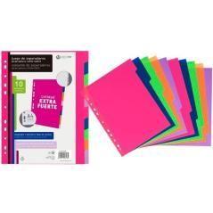 Carchivo separadores 10 posiciones a4 pp extra fuerte fashion colores