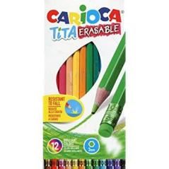 Carioca lápices de colores tita con goma - caja de 12 colores