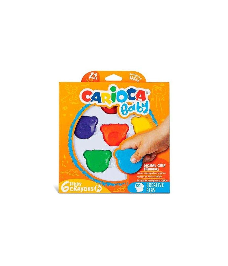 Carioca ceras teddy 1+ con forma de osito colores - caja de 6