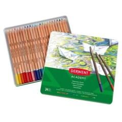 Derwent academy watercolour lápices de colores acuarelables surtidos en caja metálica de 24ud