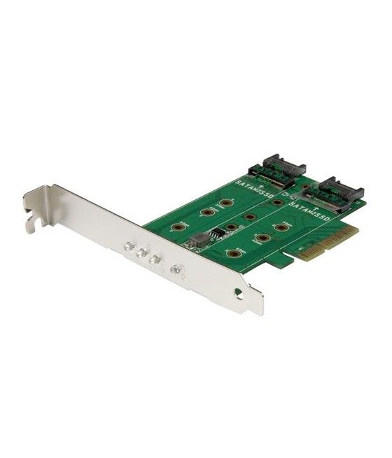 StarTech.com Tarjeta Adaptadora PCI Express 3.0 de 3 Puertos M.2 para SSD - 1x NVMe - 2x SATA III - Imagen 1
