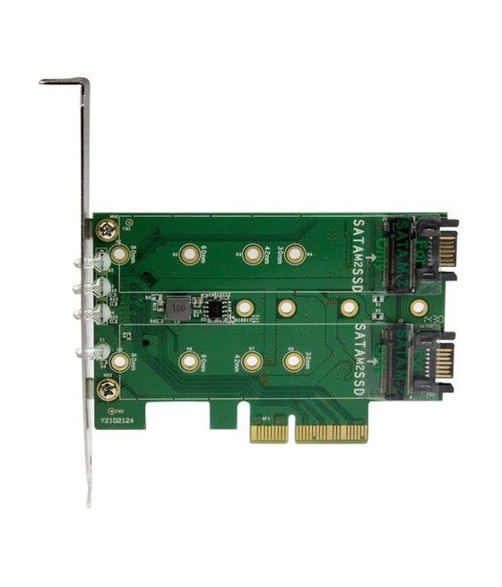 StarTech.com Tarjeta Adaptadora PCI Express 3.0 de 3 Puertos M.2 para SSD - 1x NVMe - 2x SATA III - Imagen 2