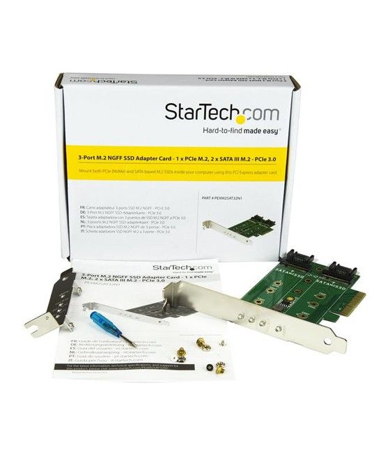 StarTech.com Tarjeta Adaptadora PCI Express 3.0 de 3 Puertos M.2 para SSD - 1x NVMe - 2x SATA III - Imagen 6