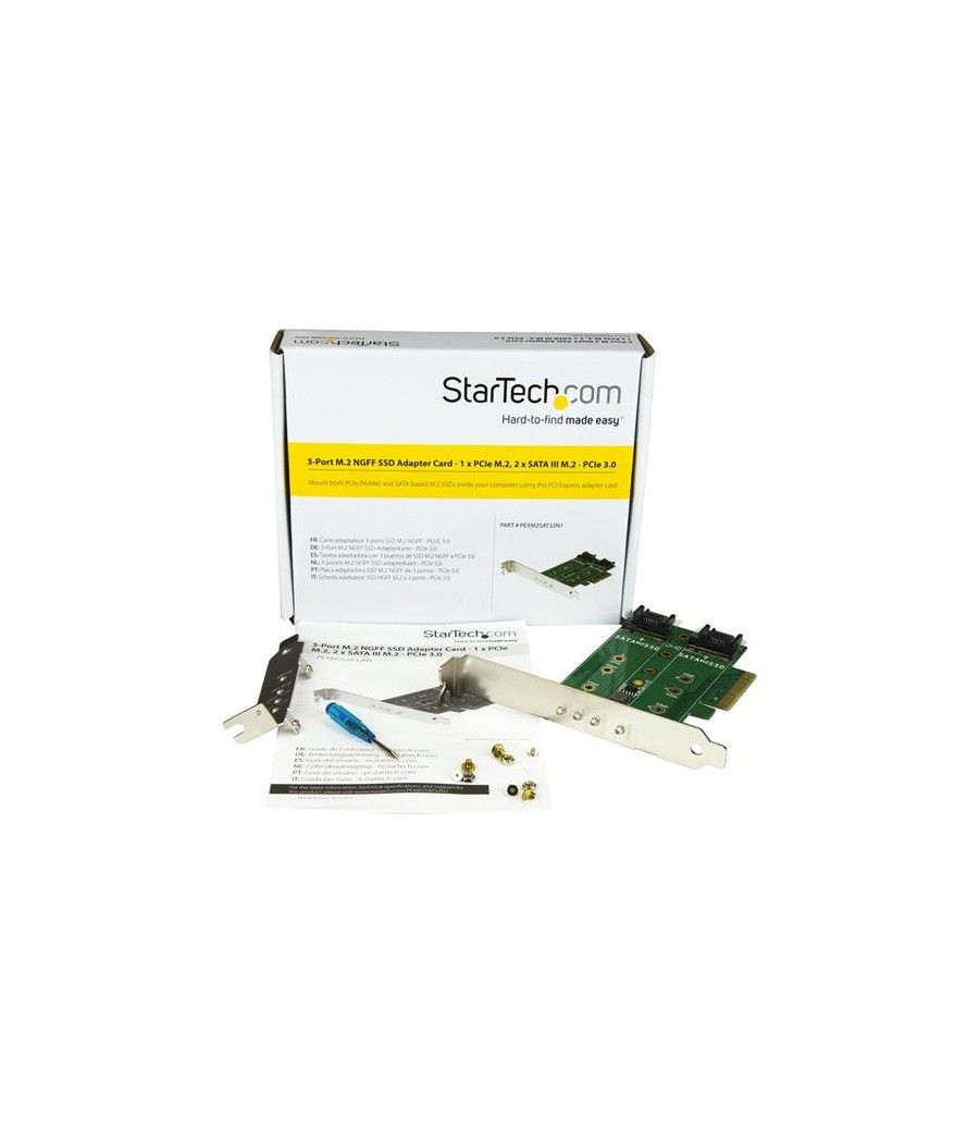 StarTech.com Tarjeta Adaptadora PCI Express 3.0 de 3 Puertos M.2 para SSD - 1x NVMe - 2x SATA III - Imagen 6