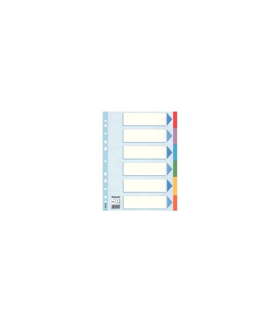 Esselte 6 separadores multitaladro cartón a4 con carátula índice colores
