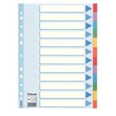 Esselte separadores multitaladro cartón 12 posiciones a4 índice colores