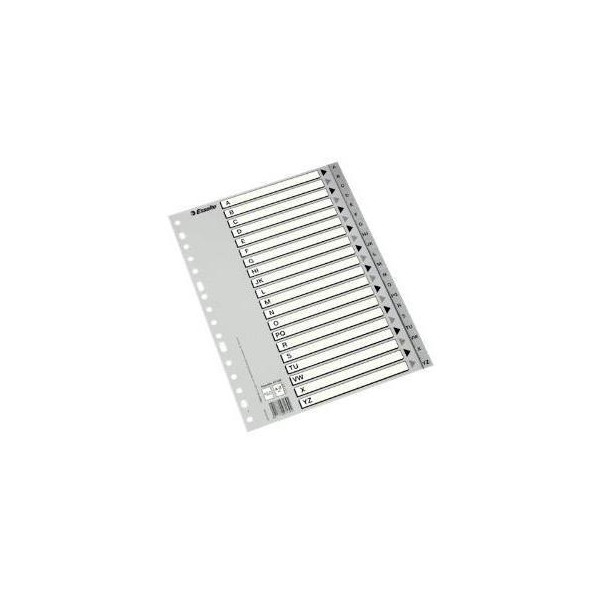 Esselte abecedario separador multitaladro polipropileno a4 gris con carátula índice cartón blanco / negro