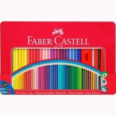 Faber castell estuche de metal 48 lápices colour grip + accesorios c/surtidos