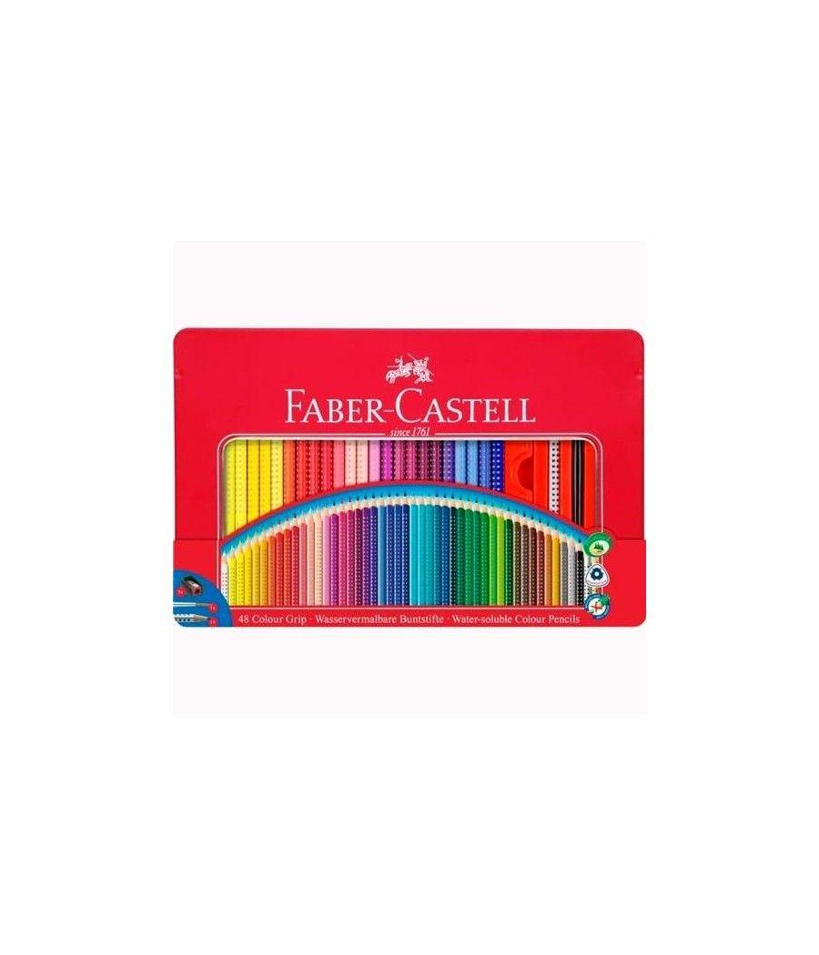 Faber castell estuche de metal 48 lápices colour grip + accesorios c/surtidos