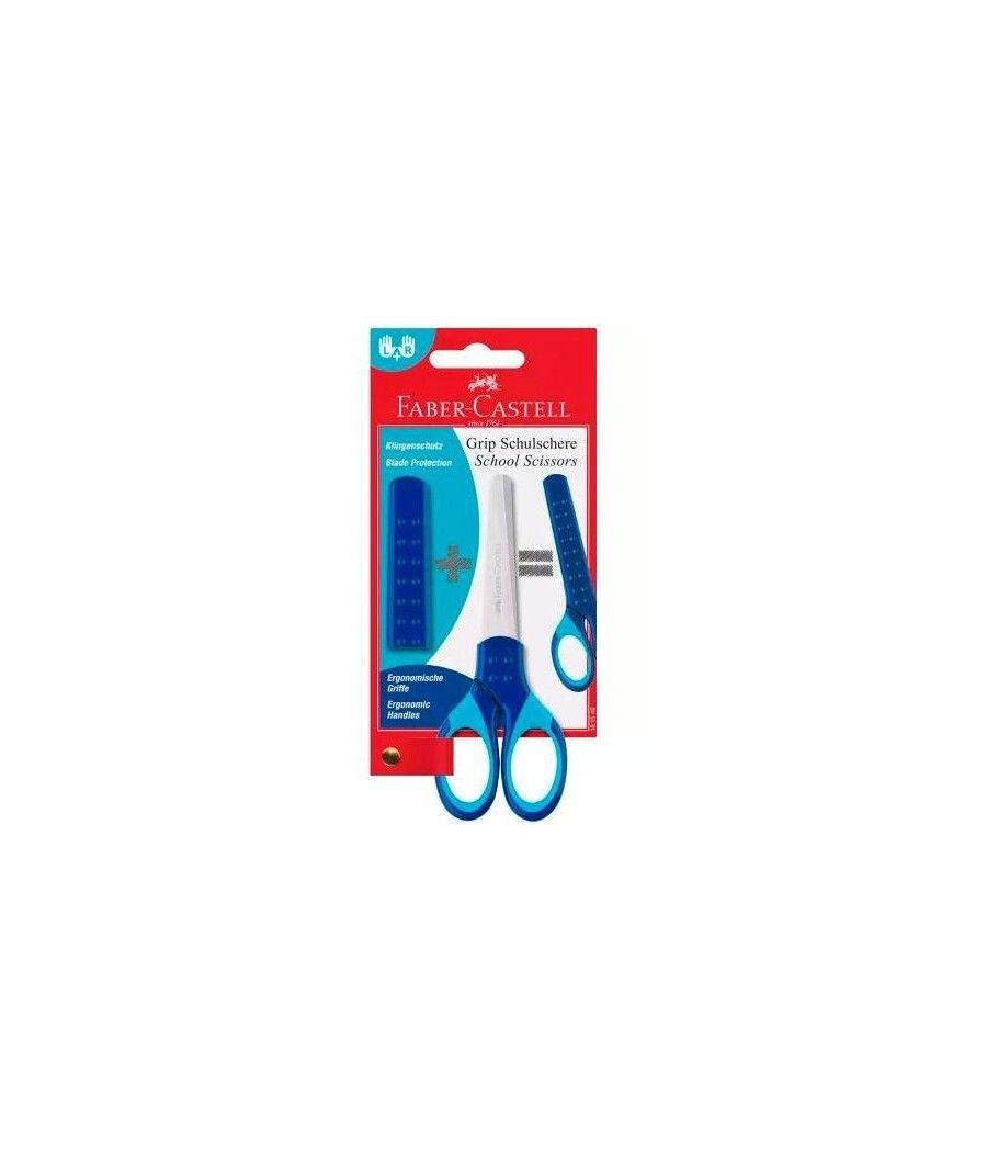 Faber castell tijeras escolares ambidiestros ergonómicas c/funda protectora azul pack 5 unidades