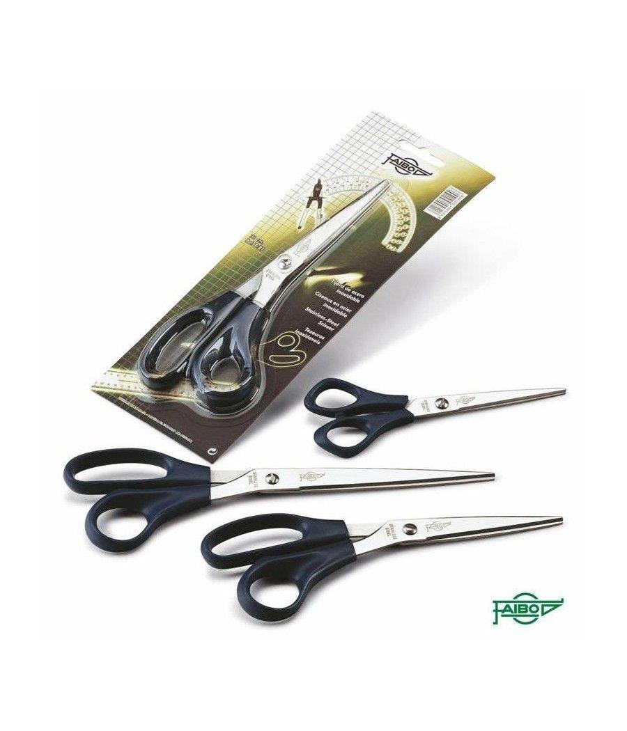 Faibo tijeras oficina 25cm asimétricas mango de plástico azul oscuro -blister-