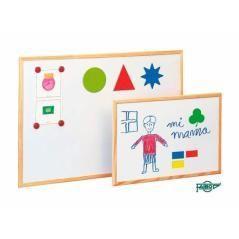 Faibo pizarra metálica blanca económica magnetica 60x90cm marco de madera