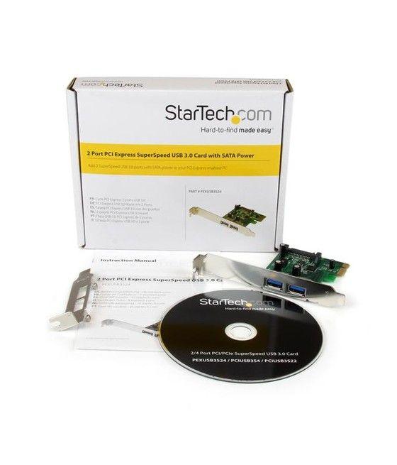 StarTech.com Tarjeta PCI Express de 2 Puertos USB 3.0 SuperSpeed con UASP y Alimentación SATA - Adaptador Interno - Imagen 5