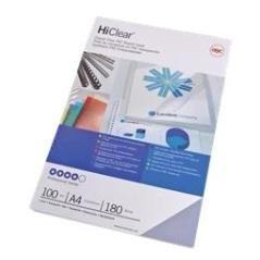 Gbc tapas encuadernación hiclear a4 pvc 180 micras cristal transparente pack 100 ud