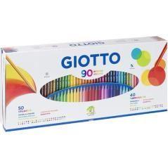 Giotto lápices de colores stilnovo + rotuladores turbocolor estuche 90u c/surtidos