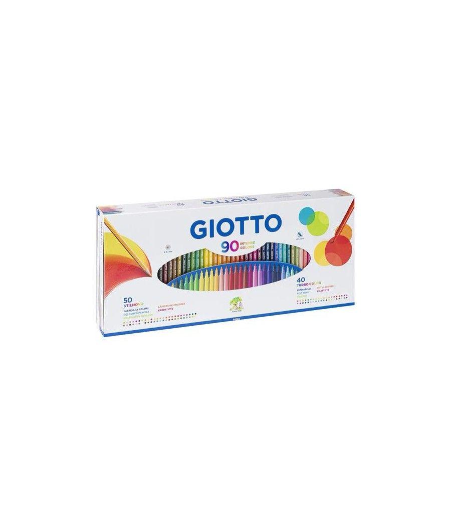 Giotto lápices de colores stilnovo + rotuladores turbocolor estuche 90u c/surtidos