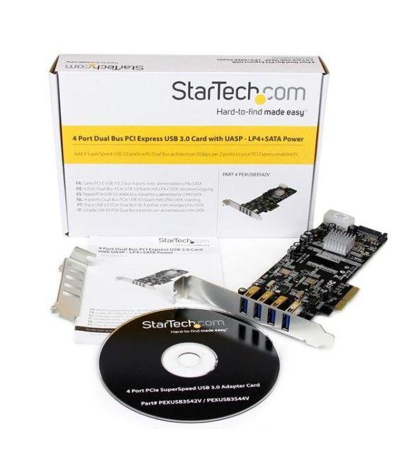 StarTech.com Adaptador Tarjeta PCI Express PCI-E 4 Puertos USB 3.0 UASP Bus Doble con Alimentación Molex SATA - Imagen 6