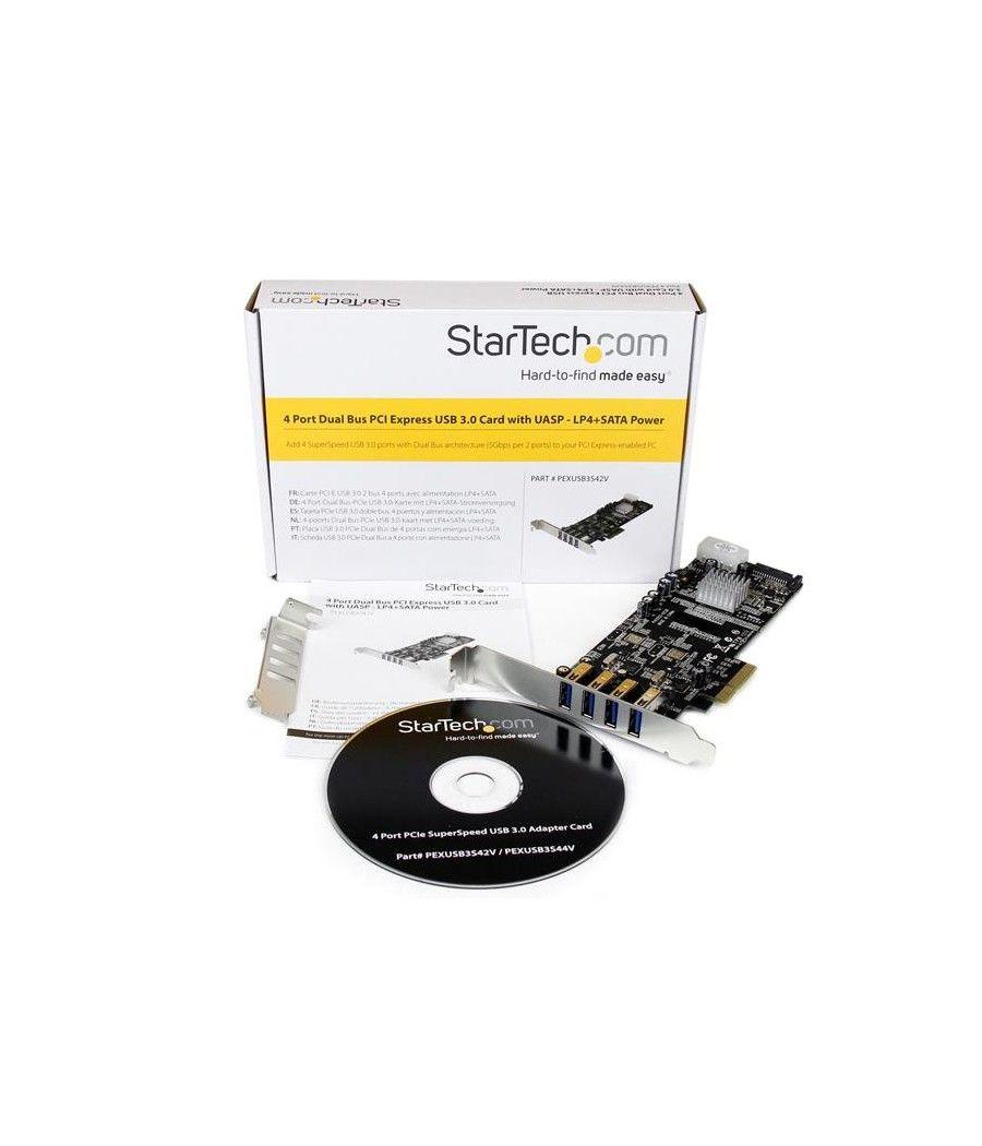 StarTech.com Adaptador Tarjeta PCI Express PCI-E 4 Puertos USB 3.0 UASP Bus Doble con Alimentación Molex SATA - Imagen 6