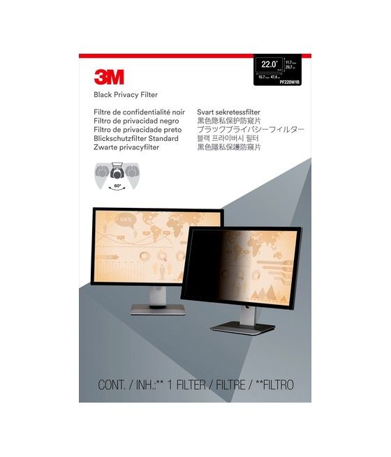 3M Filtro de privacidad de para monitor de escritorio con pantalla panorámica de 22"