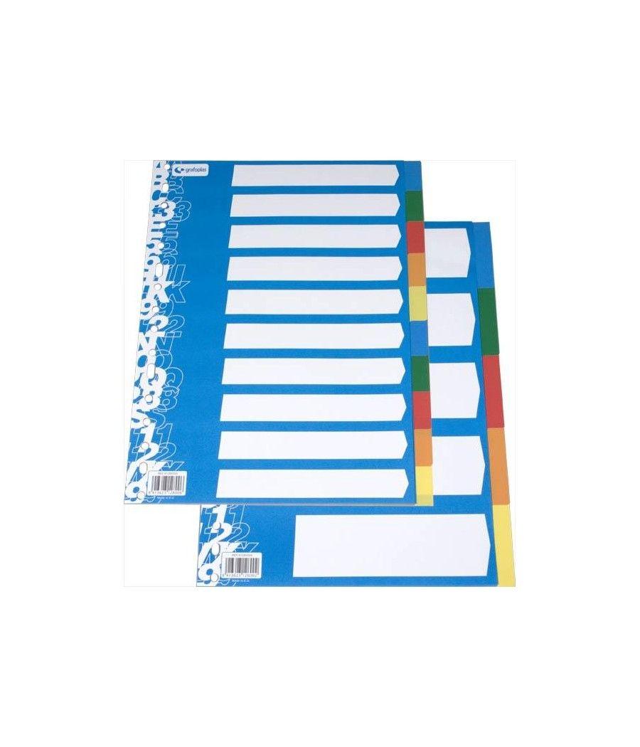Grafoplás juego de separadores de polipropileno 10 posiciones 16 taladros folio colores surtidos