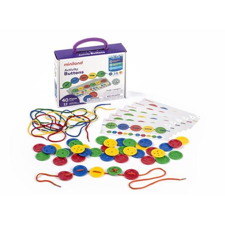 Juego miniland actividades botones 40 piezas + 5 cordónes