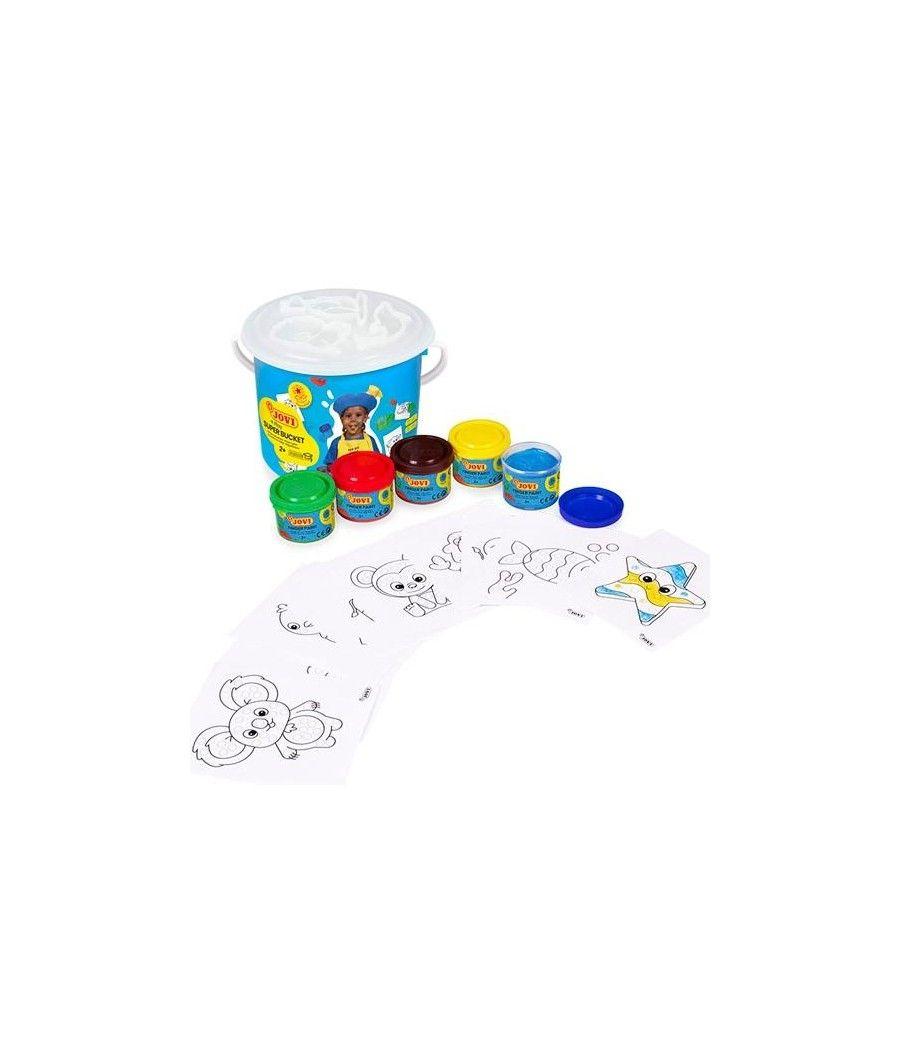 Jovi pintura de dedos super bucket set 5 botes 35ml + 20 plantillas c/surtidos 2-3 años