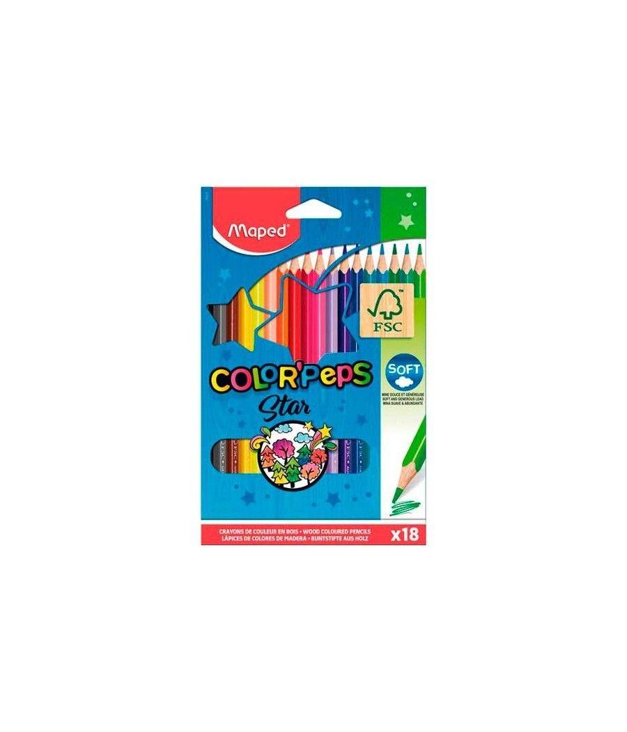 Maped lápices de colores color´peps star c/ certificado fsc surtidos en estuche de 18