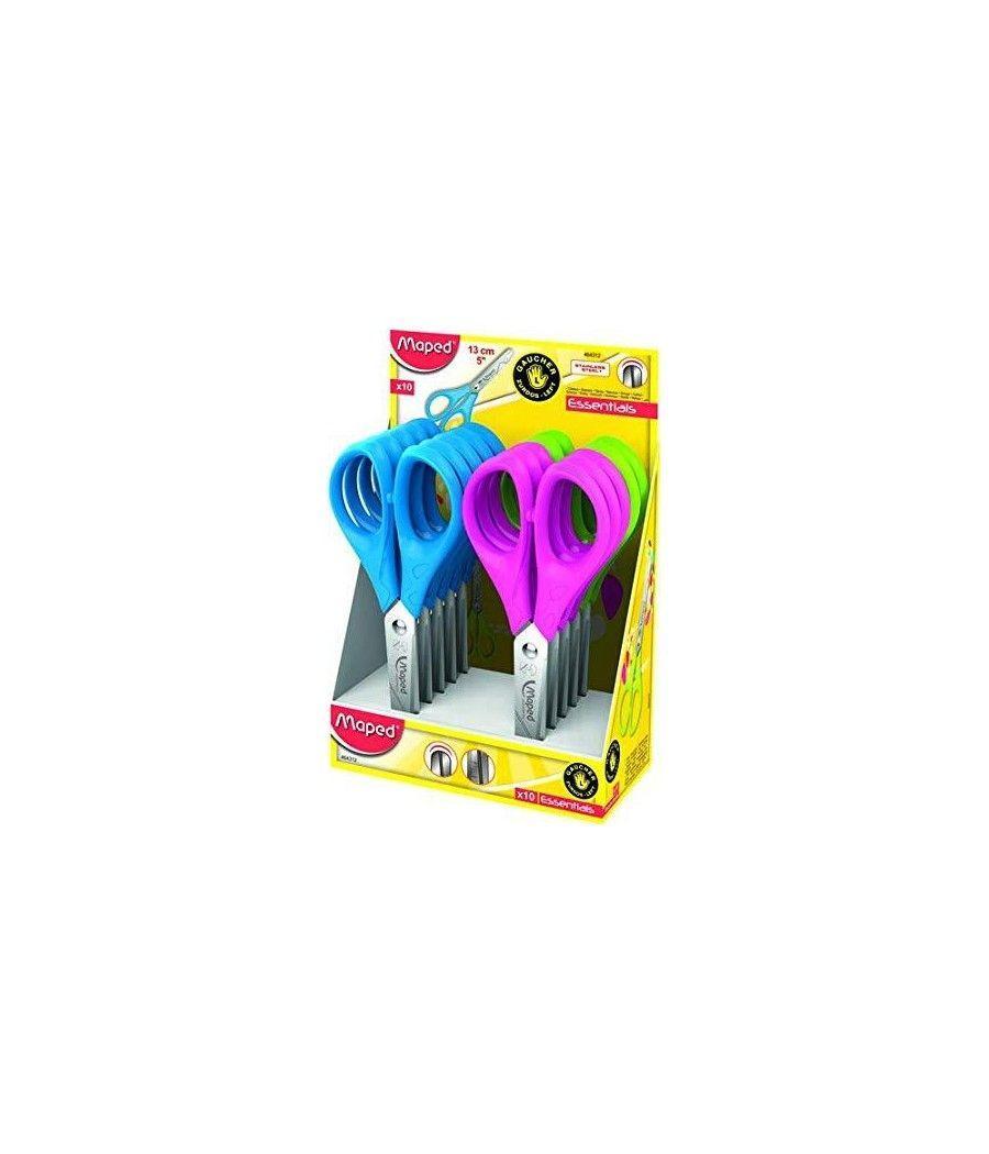 Maped tijeras escolares essentials zurdos 13cm simétricas c/surtidos -expositor 10u-