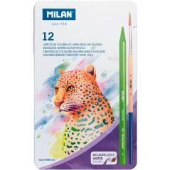 Milan lápices de colores acuarelables 12 + 1 pincel en caja metálica c/surtidos