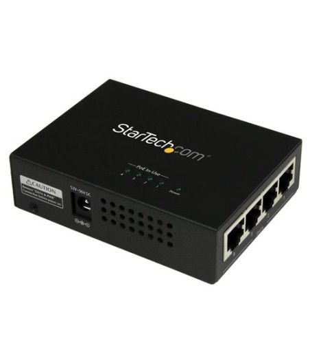 StarTech.com Inyector de Alimentación PoE Power over Ethernet Midspan 4 Puertos Gigabit RJ45 de Pared - 802.3 at af - Imagen 1