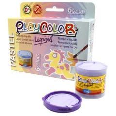 Playcolor pack 6 botes témpera líquida 40ml liquid pastel c/surtidos