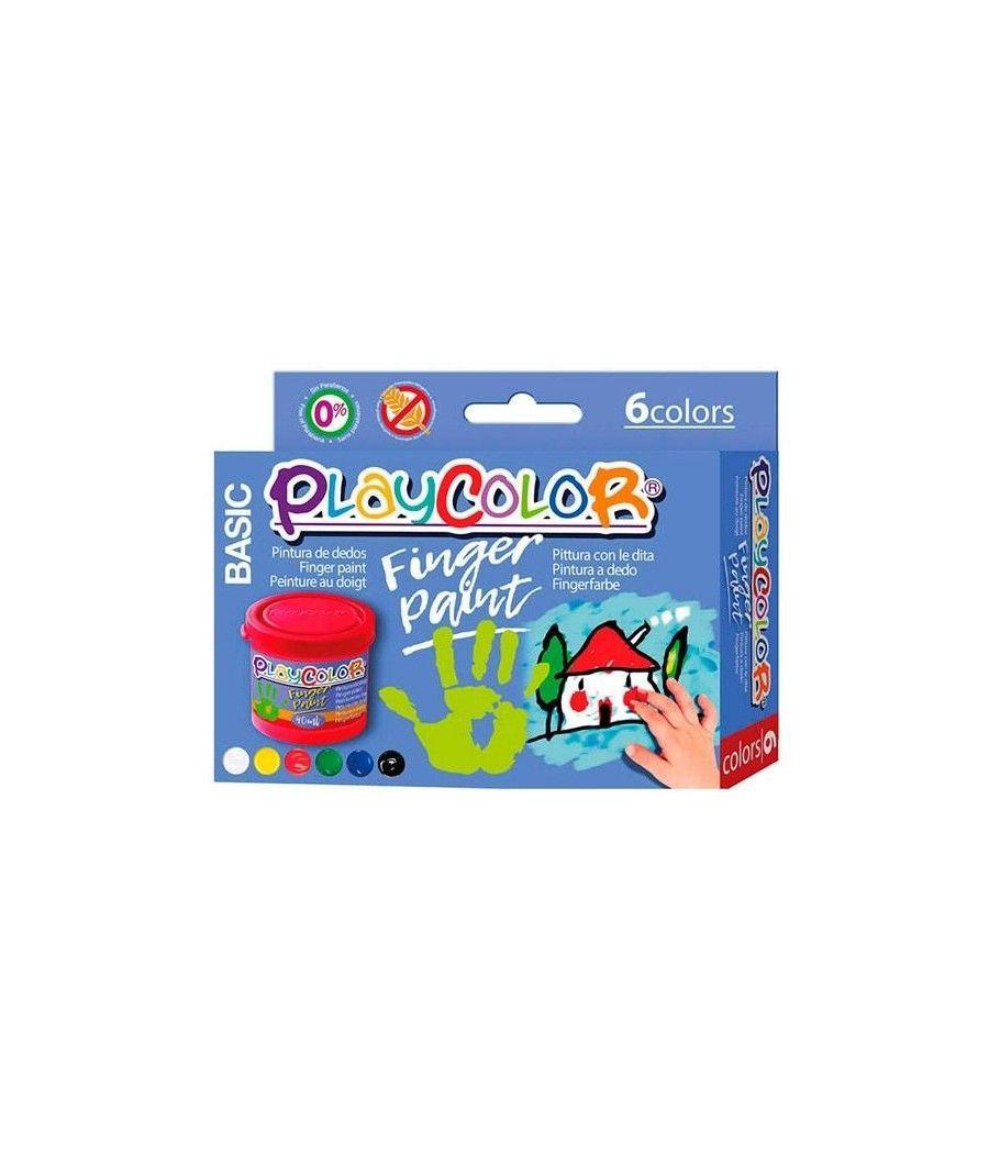 Playcolor pack 6 botes pintura de dedos 40ml finger paint basic c/surtidos