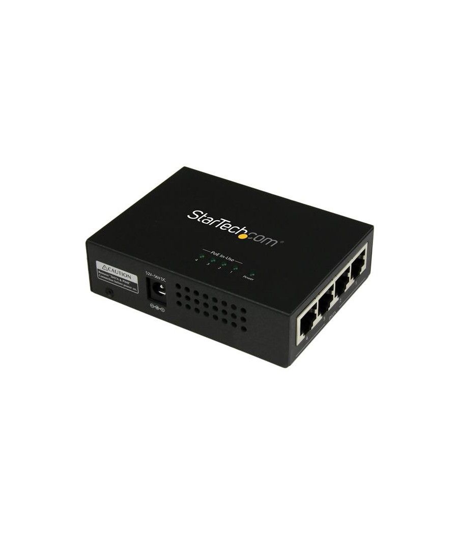 StarTech.com Inyector de Alimentación PoE Power over Ethernet Midspan 4 Puertos Gigabit RJ45 de Pared - 802.3 at af - Imagen 2