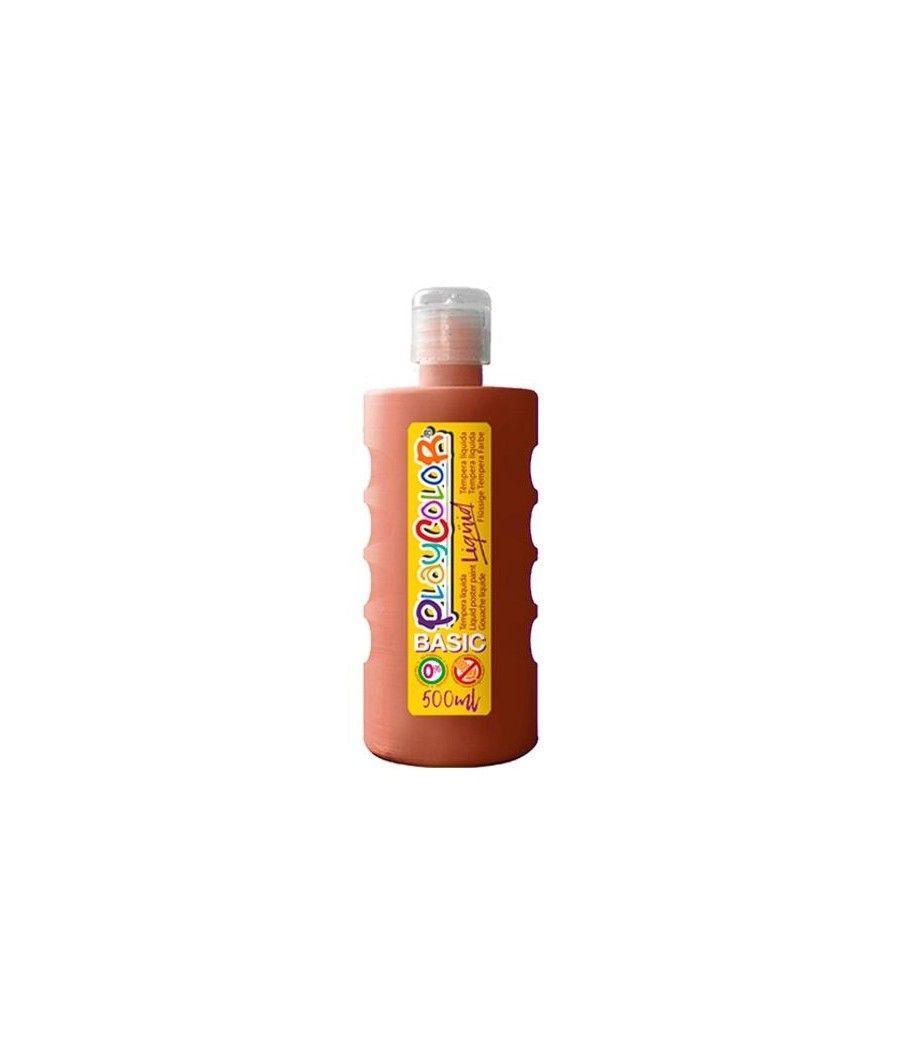 Playcolor témpera líquida basic botella 500ml marrón