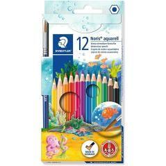 Staedtler lápices de colores noris aquarell + pincel surtidos en estuche de 12