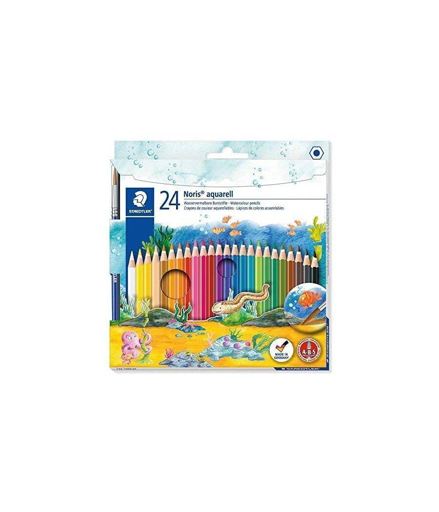 Staedtler lápices de colores noris aquarell + pincel surtidos en estuche de 24