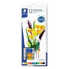 Staedtler pintura acrílica en tubo 12ml surtidos estuche -12u-