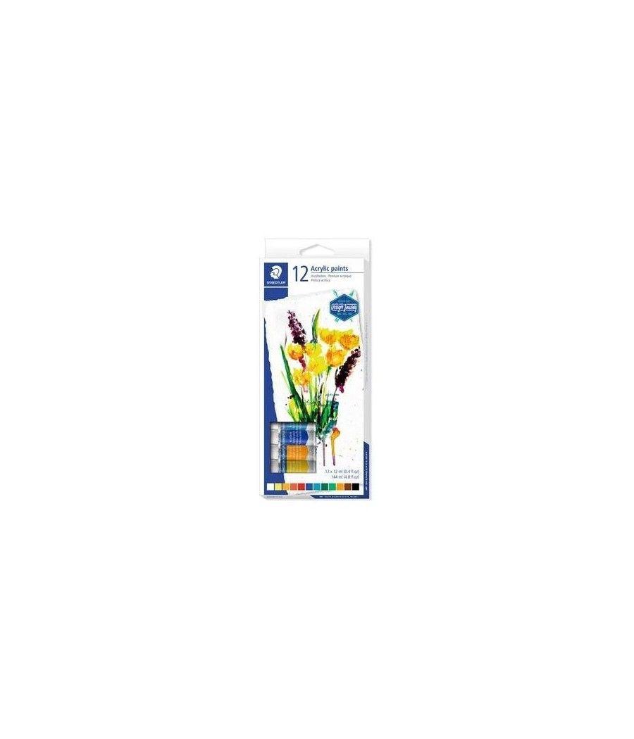 Staedtler pintura acrílica en tubo 12ml surtidos estuche -12u-