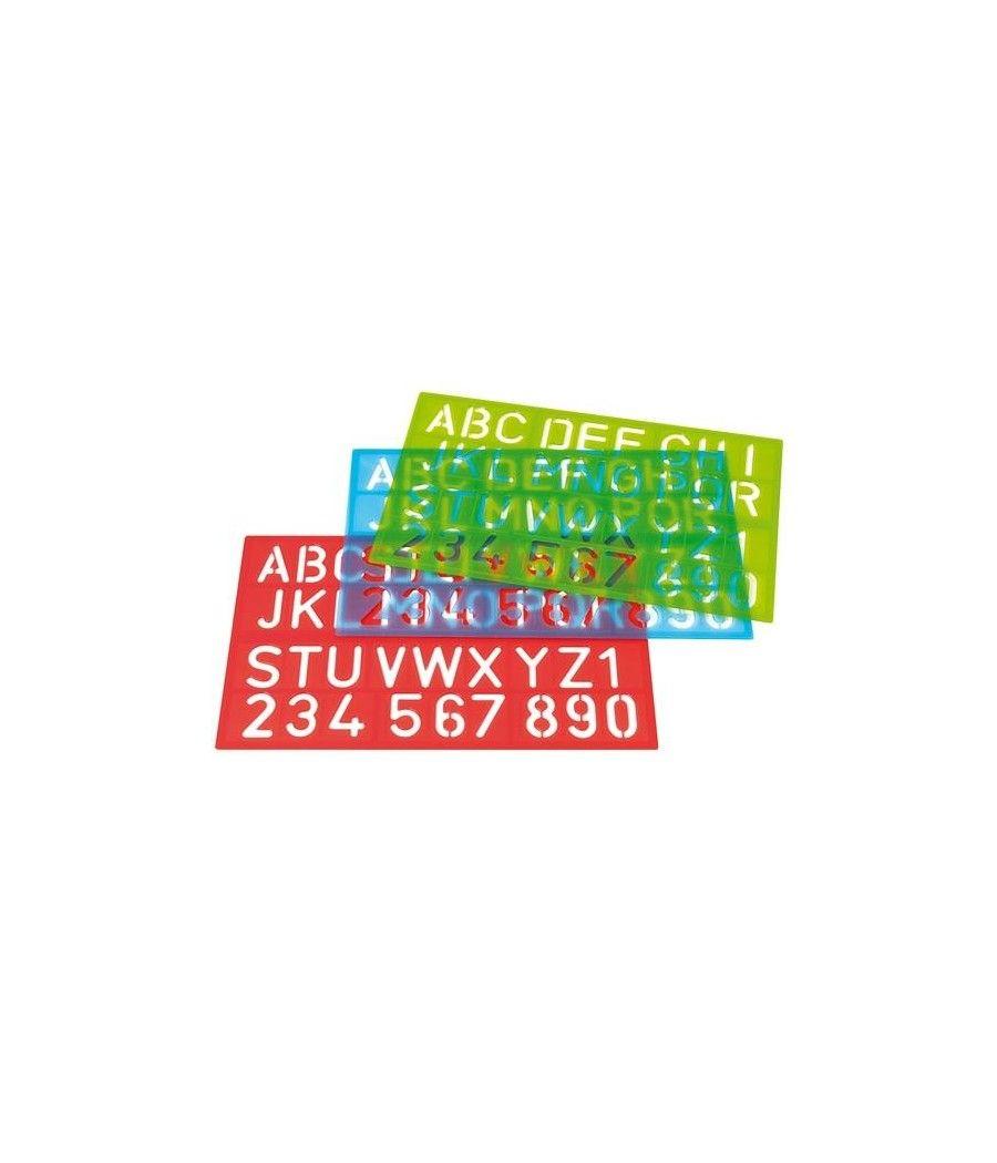 Westcott plantilla de letras y números 40mm westcott colores surtidos transparentes