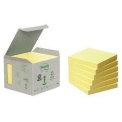 Post-it bloc notas adhesivas recicladas 100h 76x76 canary yellow paquete 6 ud